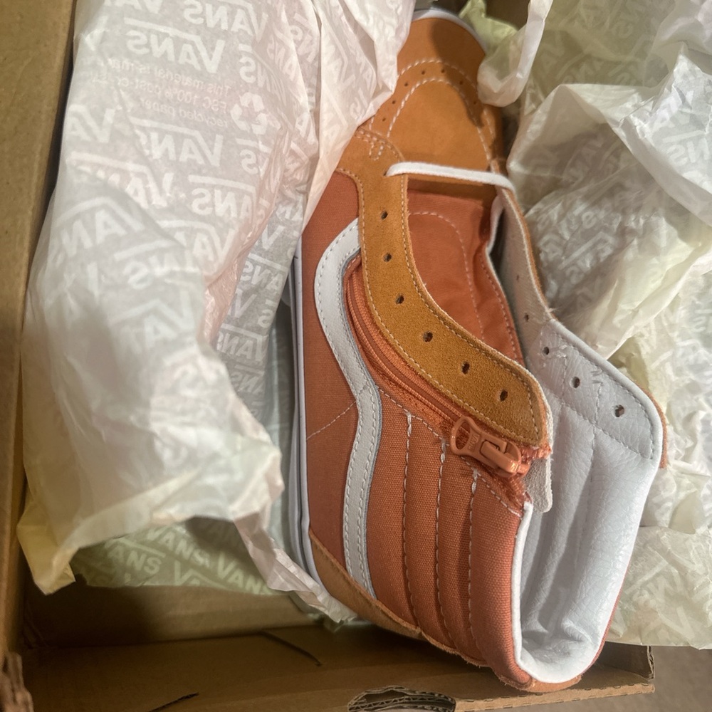 Vans Sk8-Hi Orange and White Sneakers